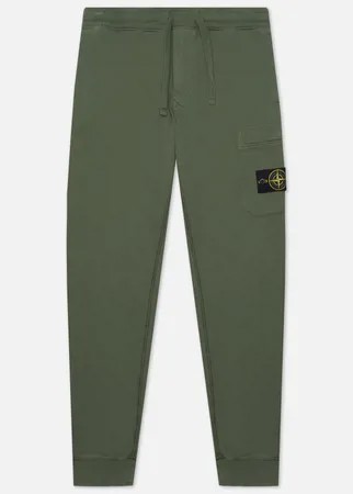 Мужские брюки Stone Island Brushed Cotton Fleece Slim Fit, цвет оливковый, размер S