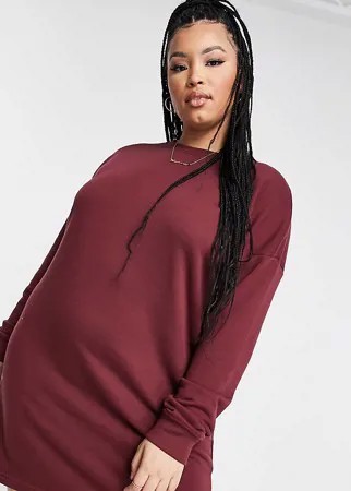 Бордовое платье-свитшот в стиле oversized Missguided Plus-Красный