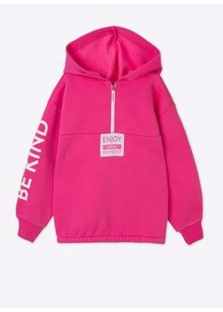 Розовое худи oversize с принтом Be kind для девочки Gloria Jeans, размер 7-8л/128 (32)