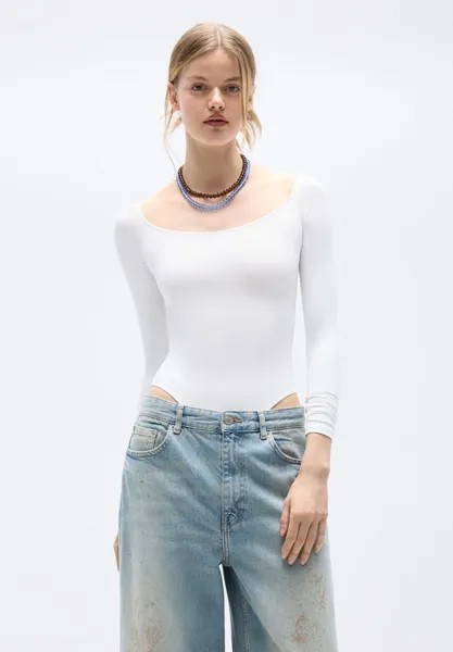 Блузка с длинными рукавами PULL&BEAR, белый