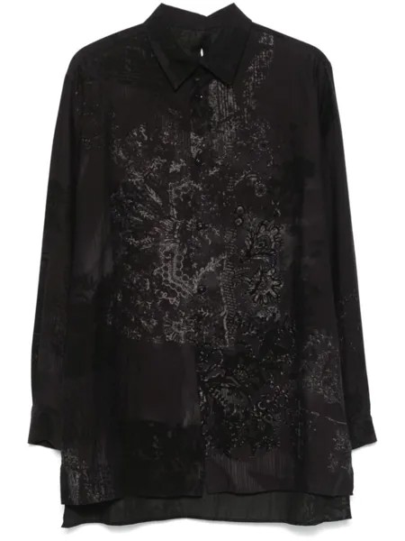 Yohji Yamamoto рубашка с абстрактным принтом, черный