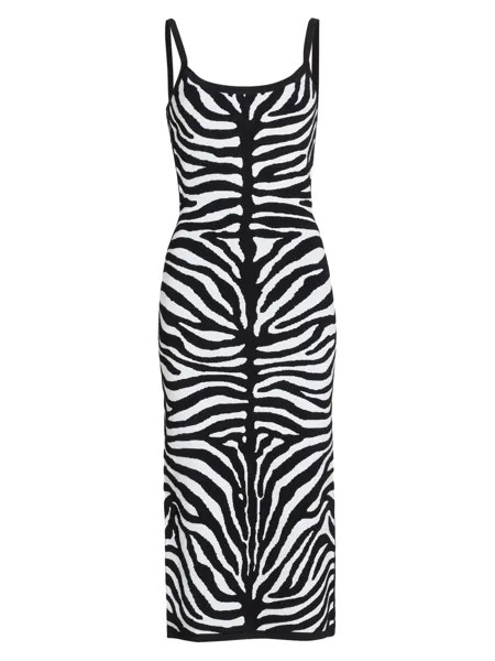 Трикотажное платье-футляр зебры миди Michael Kors Collection, черный