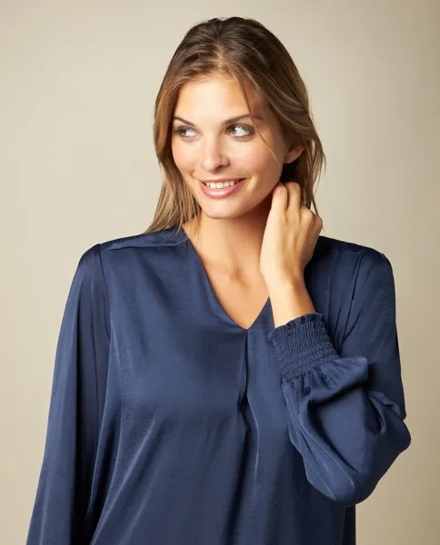 Женская блузка с V-образным вырезом Iwie, темно-синий