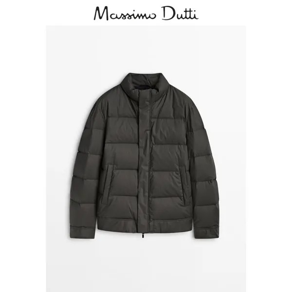 Новый продукт Специальное предложение Massimo Dutti Мужская новинка 2024 года в простом стиле для поездок на работу Теплая куртка с воротником-стойкой Куртка-пуховик 03408206830, цвет коричневый