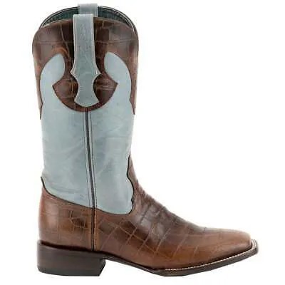 Мужские повседневные ботинки Ferrini Italia Mustang Square Toe Cowboy синие, коричневые 40793-10