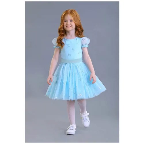 Платье Маленькая Леди, размер 128, голубой