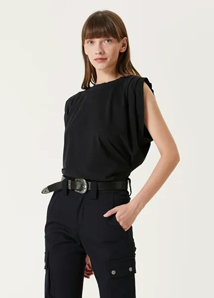 Черная футболка с круглым вырезом и складками Isabel Marant