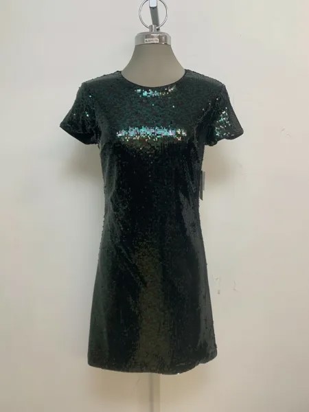 NWT GUESS ЭЛЕГАНТНОЕ КОКТЕЙЛЬНОЕ ПЛАТЬЕ ТЕМНО-ЗЕЛЕНЫЙ/ЧЕРНЫЙ С ПАЙЕТКАМИ размер 6, 8