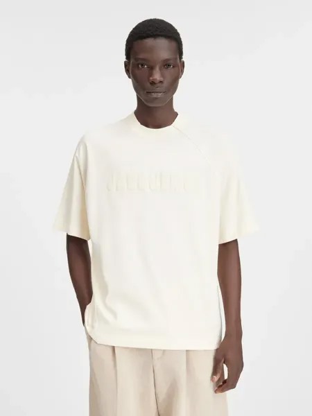 Футболка с логотипом реглан Le Typo Jacquemus, светло-бежевый