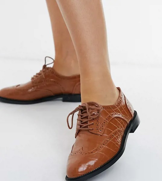 Светло-коричневые туфли для широкой стопы на шнуровке ASOS DESIGN Wide Fit More-Коричневый цвет