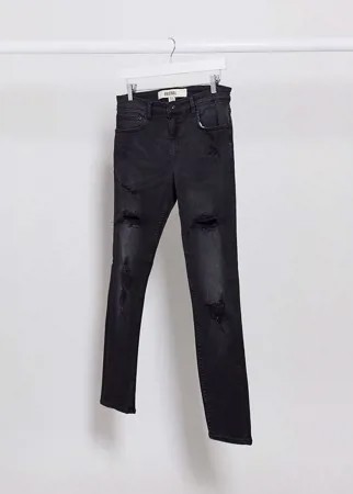 Черные джинсы с рваной отделкой New Look-Черный