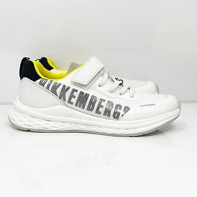 Bikkembergs Girls White Hook And Loop Low Top Повседневная обувь Кроссовки Размер 1