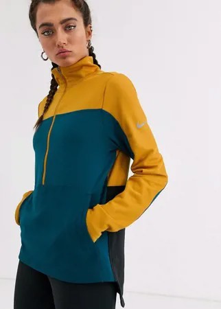 Лонгслив колор блок на молнии Nike Running-Мульти