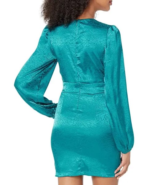 Платье Bebe Satin Button-Up Jacquard Dress, цвет Crystal Teal