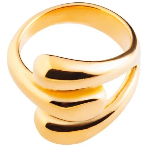 Кольцо переплетенное Kalinka modern story, размер 17, золотой, желтый