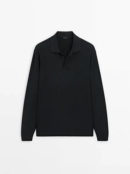 Удобная рубашка поло с длинным рукавом Massimo Dutti, серый