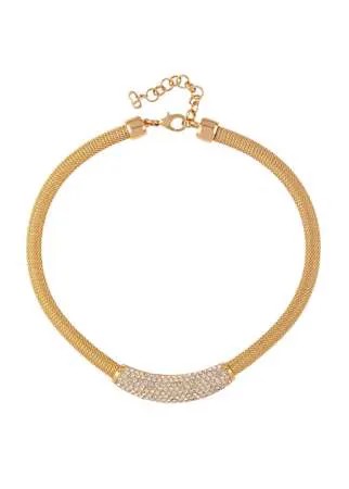 Christian Dior позолоченное колье 1980-х годов со стразами