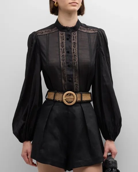 Рубашка Halliday с кружевной отделкой Zimmermann, цвет Black
