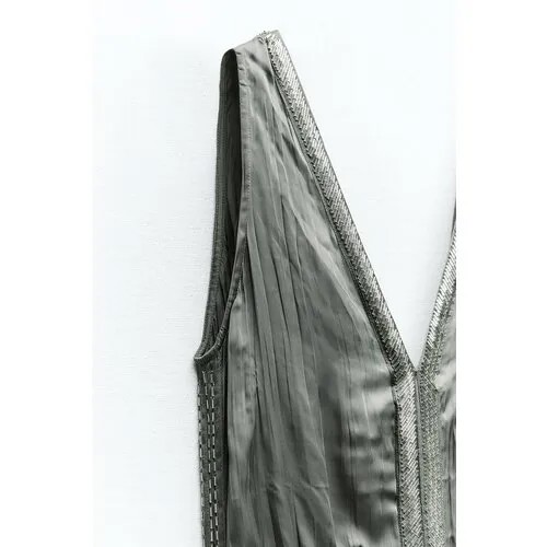 Сарафан Zara, вискоза, размер M, синий, зеленый