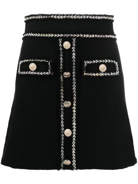 Pinko твидовая юбка мини с пуговицами
