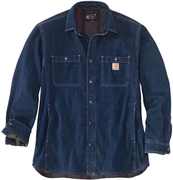 Рубашка Carhartt Denim Fleece Lined Snap Front, синий