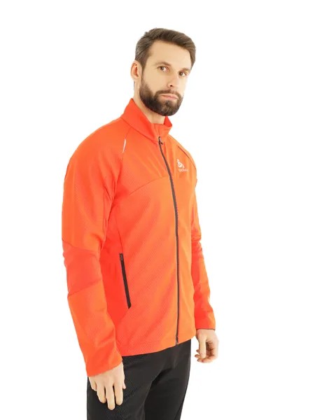 Спортивная куртка мужская Odlo Jacket Windstop. Frequency 2.0 оранжевая XL