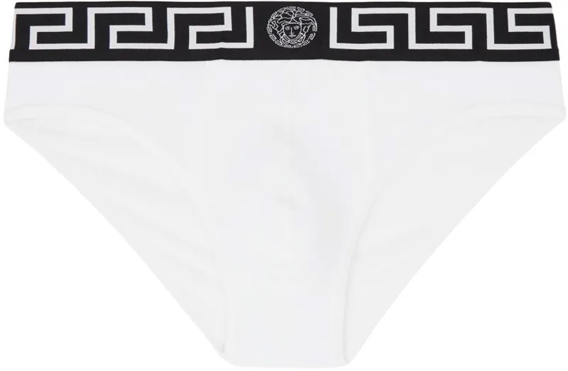 Белые трусы с каймой греческого цвета Versace Underwear, цвет White/Black