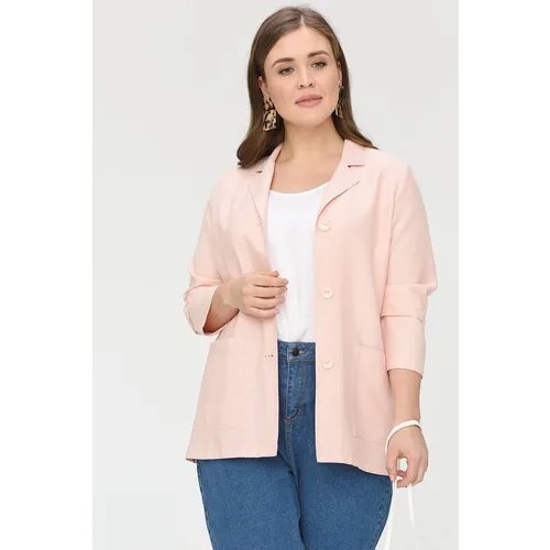 Пиджак SVESTA, удлиненный, силуэт прямой, размер 60, розовый