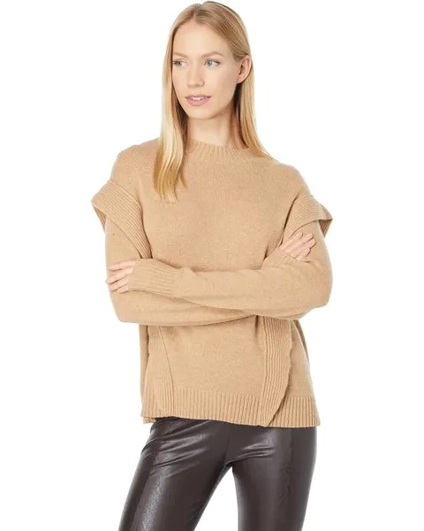 Свитер BCBGMAXAZRIA Ruffle Sweater, кэмел