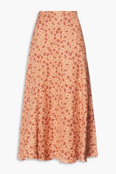 Твиловая юбка миди Pascaline с цветочным принтом SANDRO, оранжевый