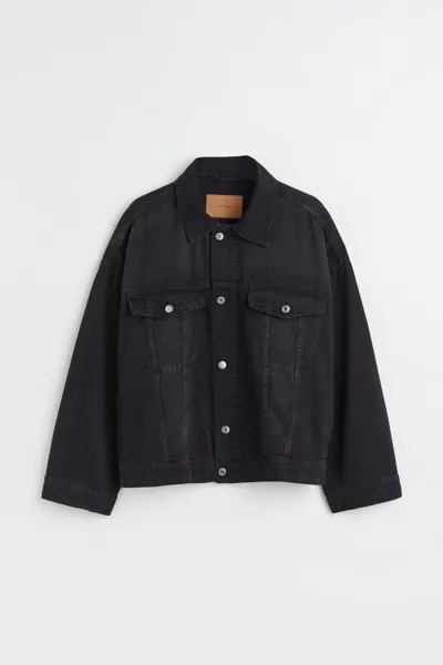 Джинсовая куртка женская H&M 1026872002 черная 4XL (доставка из-за рубежа)
