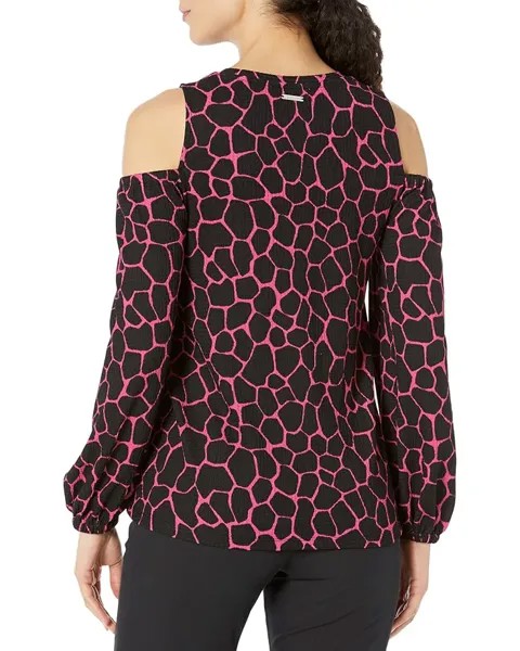 Блуза Michael Kors Giraffe Cold-Shoulder Blouse, цвет Cerise