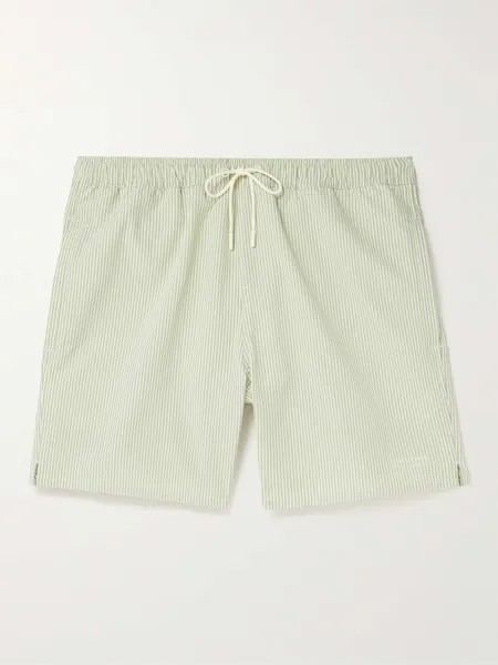 Купальные шорты средней длины Timothy Straight Leg в полоску из жатого жатого хлопка SATURDAYS NYC, зеленый