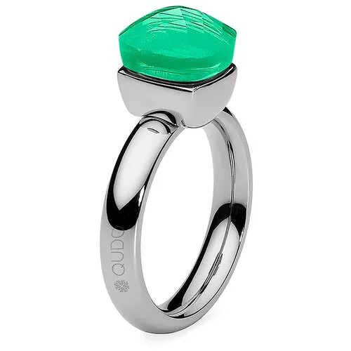 Кольцо Qudo, бижутерный сплав, серебрение, фианит, размер 17.2, зеленый, серебряный