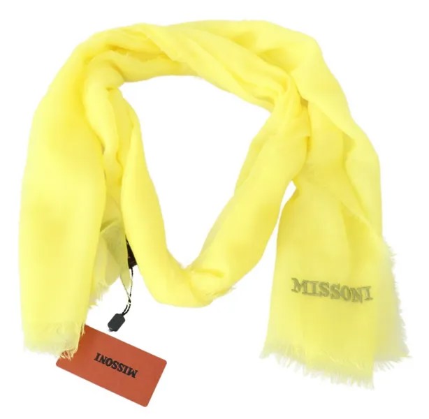 Шарф MISSONI Желтая кашемировая сетка унисекс с бахромой на шее и логотипом 180x68см $500