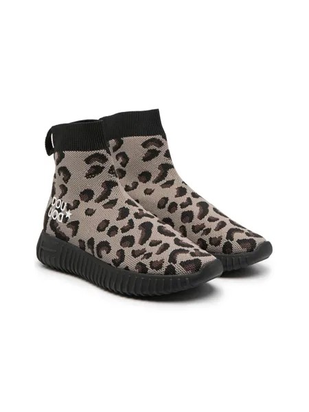Douuod Kids кроссовки-носки с леопардовым принтом