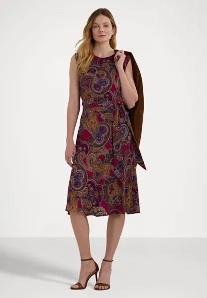 Повседневное платье PAISLEY BELTED BUBBLE CREPE DRESS Ralph Lauren, фиолетовый