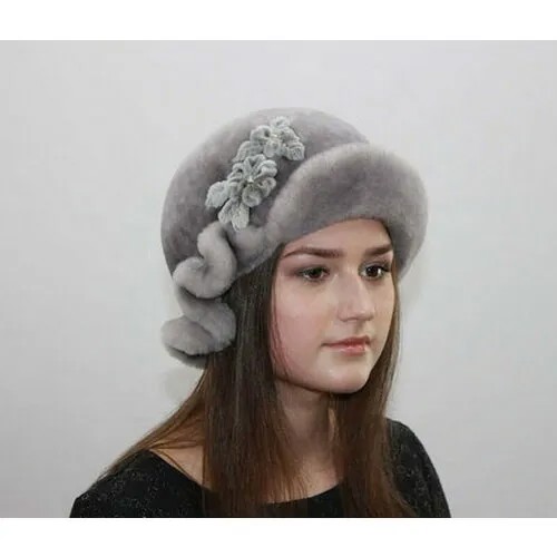 Шляпа  Шляпа женская мутоновая с полями, размер 56, серебряный