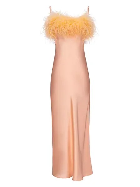 Платье Boheme с перьями Sleeper, светло-персиковый