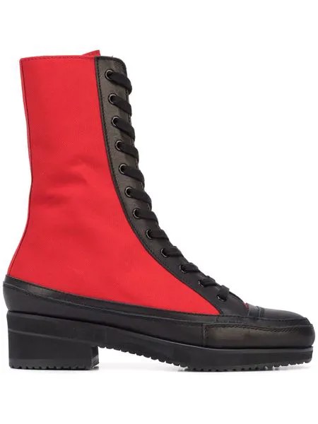 Yohji Yamamoto two-tone lace-up boots