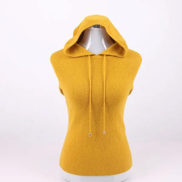 Женский трикотажный пуловер из 100% козьего кашемира, свитер с капюшоном H-прямой, очень большого размера S/90-5XL/125, абрикосового цвета, с отделк...