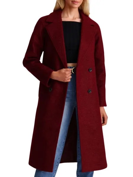 Двубортное пальто строгого кроя с поясом Avec Les Filles, бордо