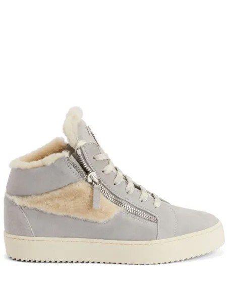 Giuseppe Zanotti высокие кеды Kriss с мехом, серый