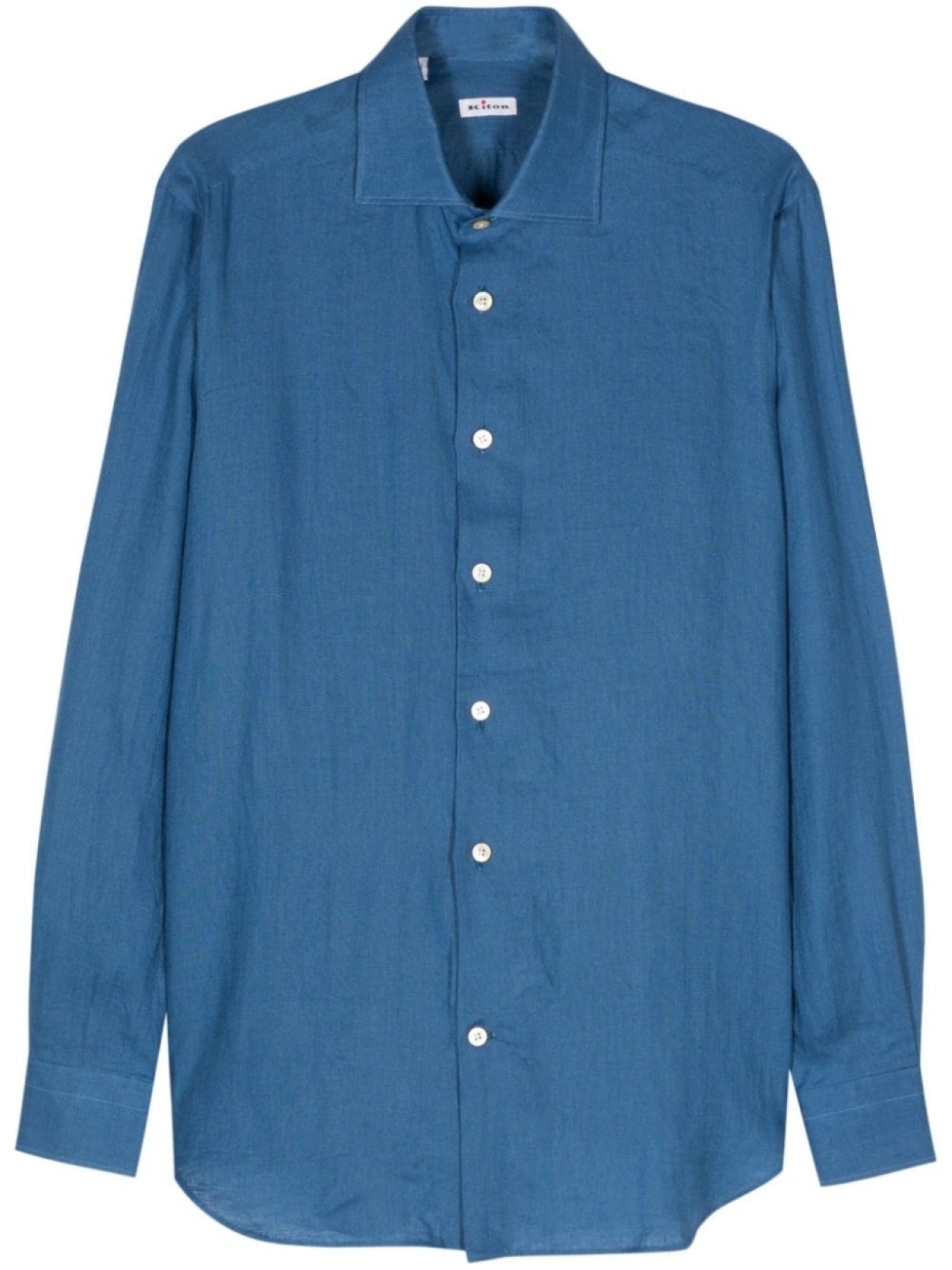 Льняная рубашка с длинными рукавами Kiton, синий