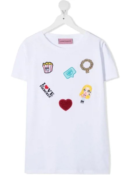 Chiara Ferragni Kids футболка с нашивкой-логотипом
