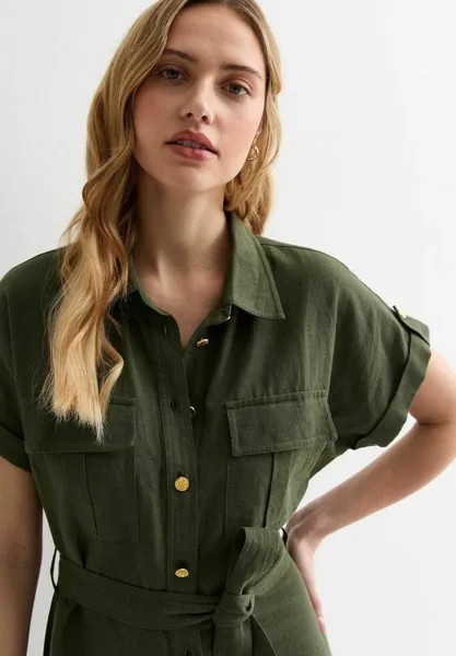 Платье-рубашка Utility Belted New Look, хаки