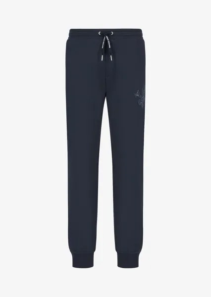 Спортивные брюки из флиса с логотипом орла из органического хлопка Armani Exchange, синий