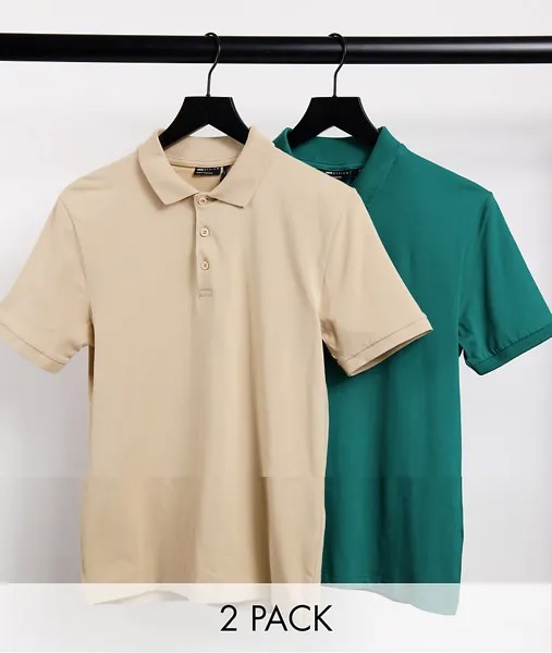 2 облегающих поло из органического хлопка ASOS DESIGN-Многоцветный
