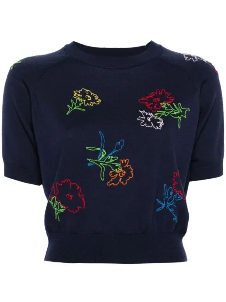 Kenzo худи с вышивкой Drawn Flowers, синий