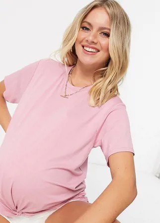 Розовый лонгслив с перекрученной отделкой спереди ASOS DESIGN Maternity-Розовый цвет